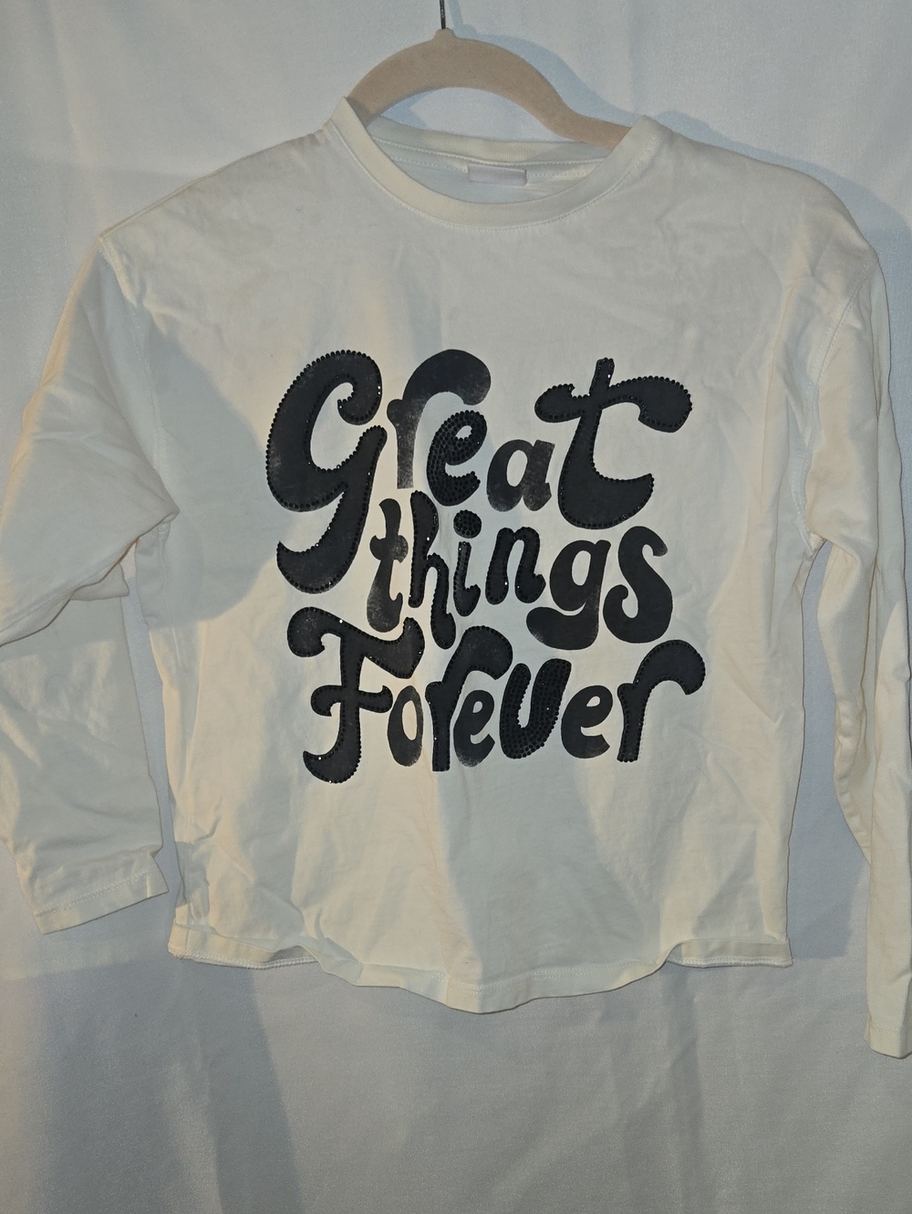 Zara Cream Long-Sleeve Tee with Black Graphic